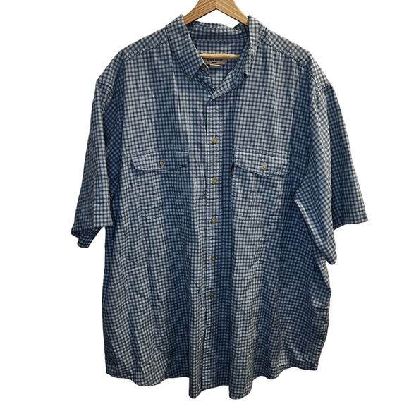 Woolrich Shirt Mens 2XLT Blue White Plaid Day Break 100% Cotton Button Up Casual - Picture 1 of 11